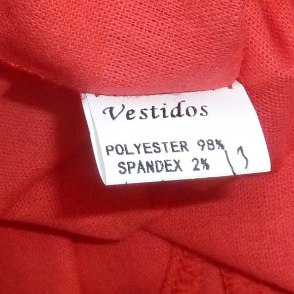 V-Neck Collared Dress, Sleeveless, Short Poppy Coral, W/Belt, Buttons Pockets, L - Picture 8 of 9